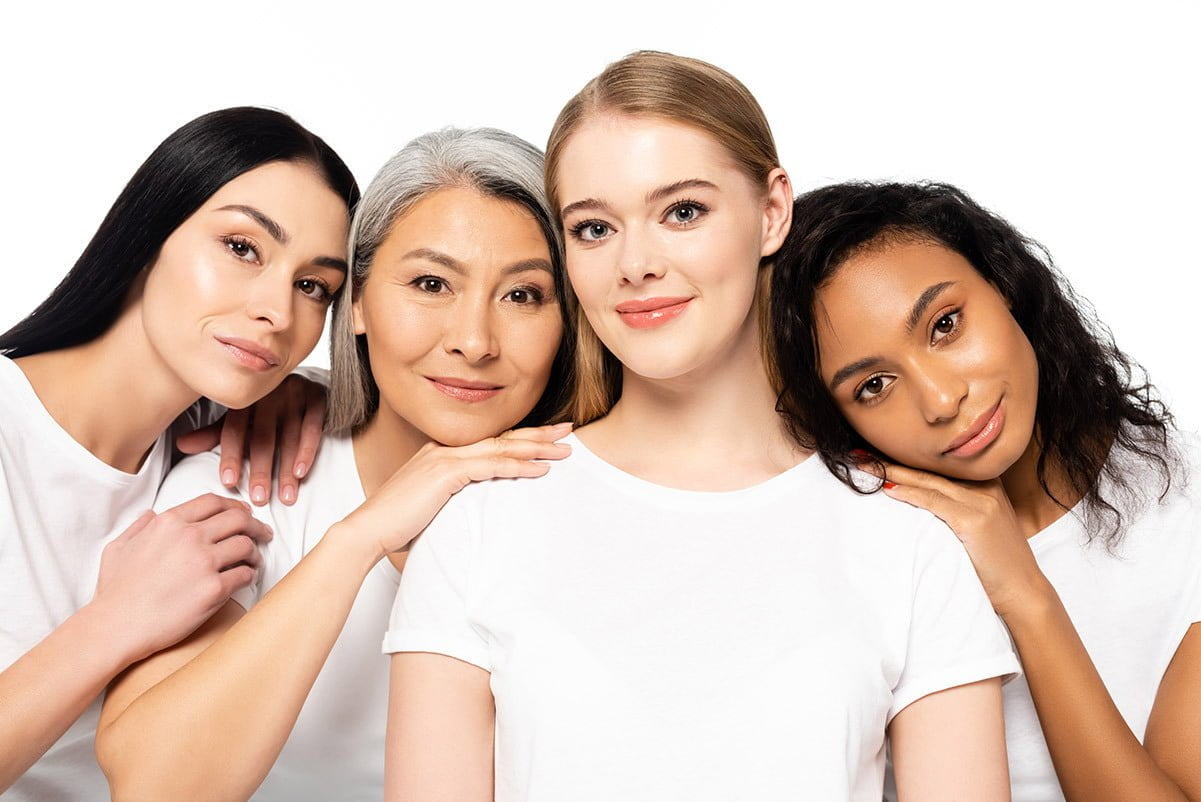 Group of woman smiling and feeling beautiful