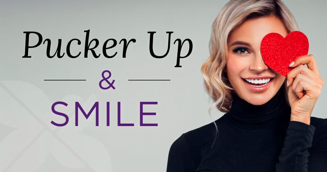 Pucker Up and Smile Valentine's Day teeth whitening and lip filler special at Granite Bay Cosmetic