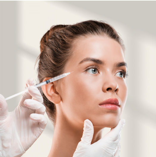 Woman getting filler injectable treatment