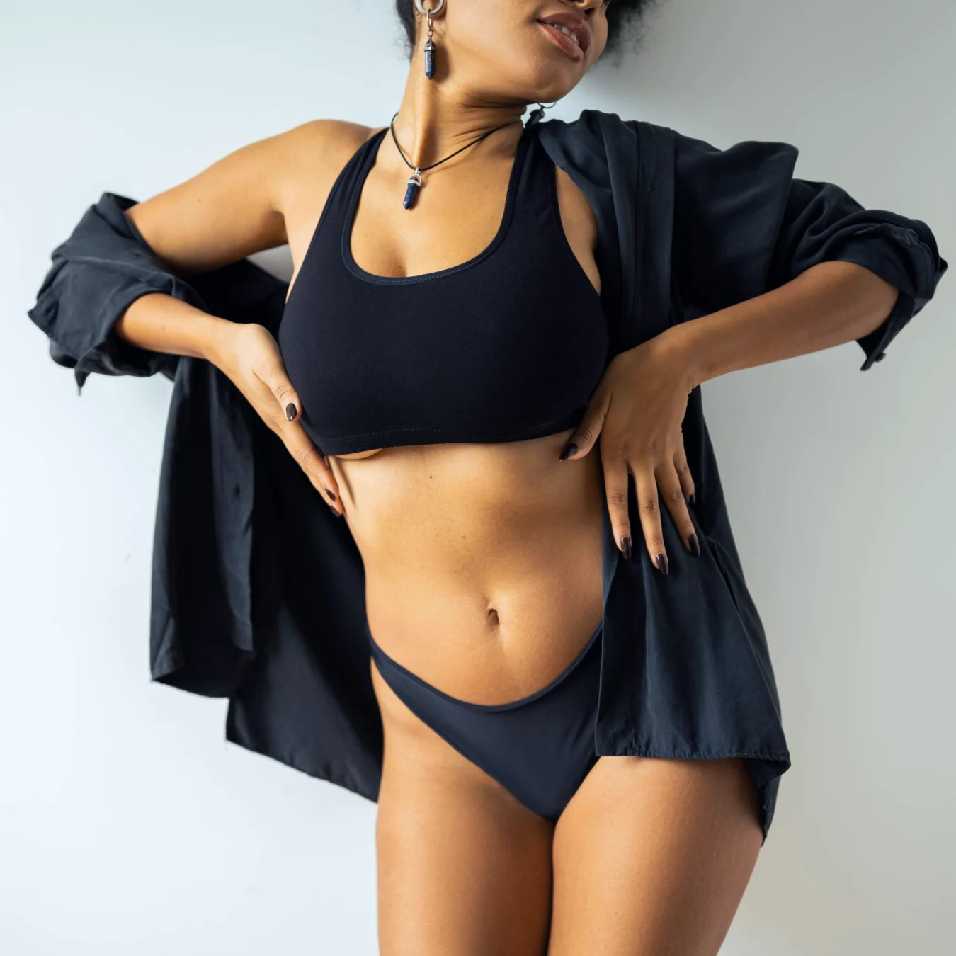 beautiful curvy woman posing in underwear