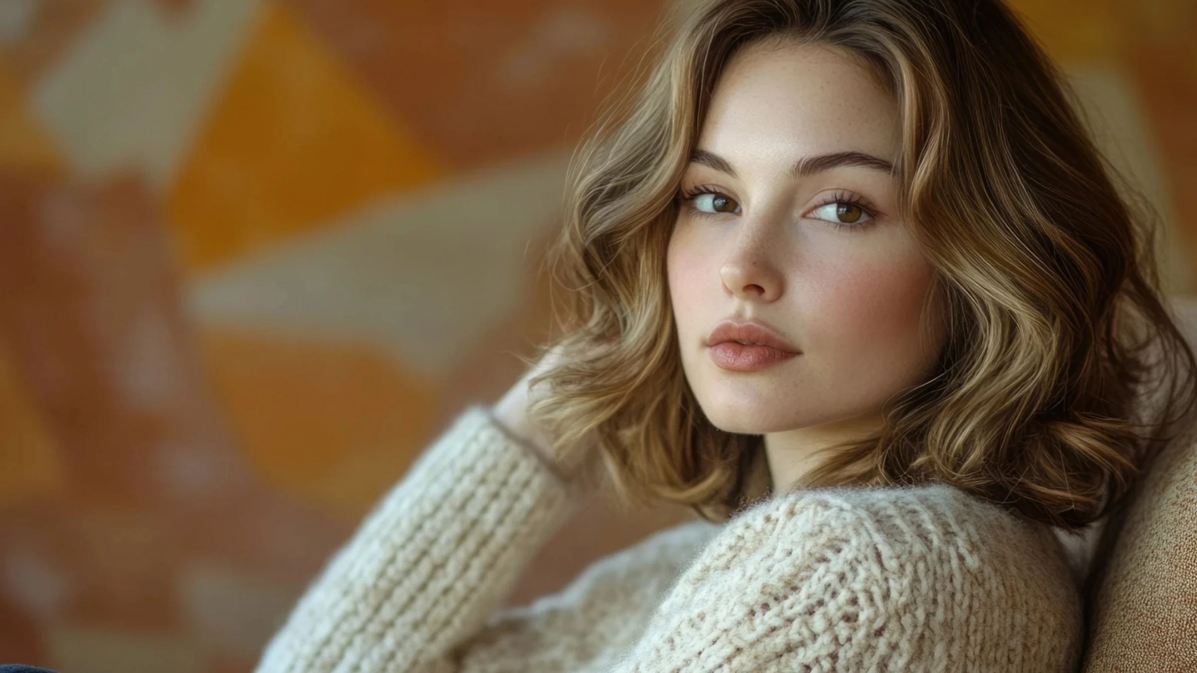 beautiful young woman with defined jawline