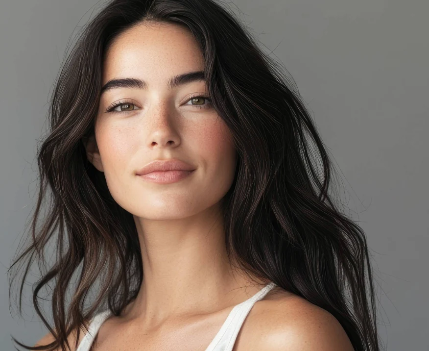 portrait of beautiful woman with full lips