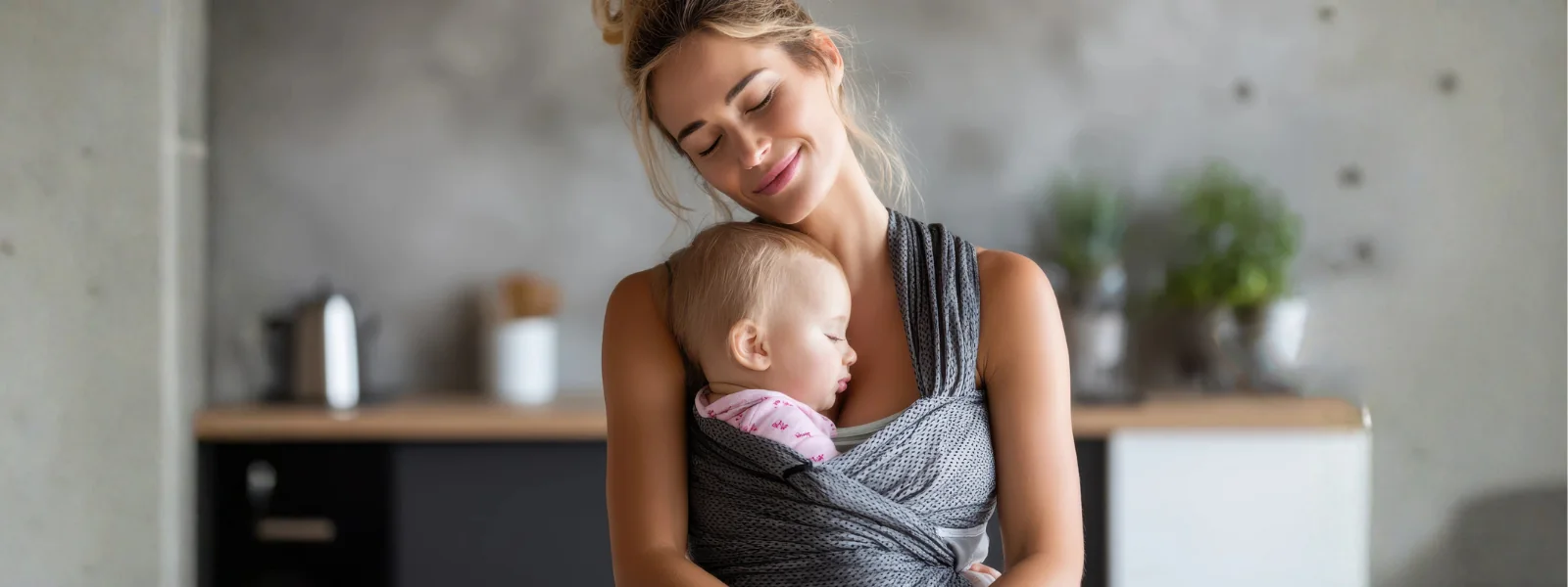 beautiful mom holding baby