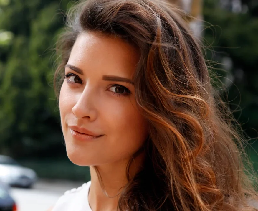 young woman with beautiful facial features