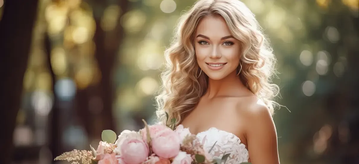 beautiful bride outdoors in a dreamy forest